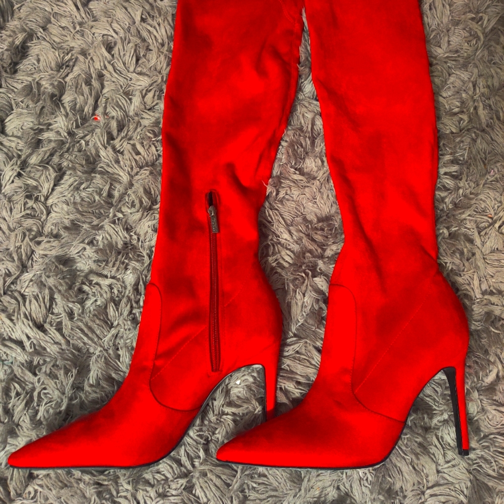 Womens Guess Bonis Red Over the Knee Boots Size 11